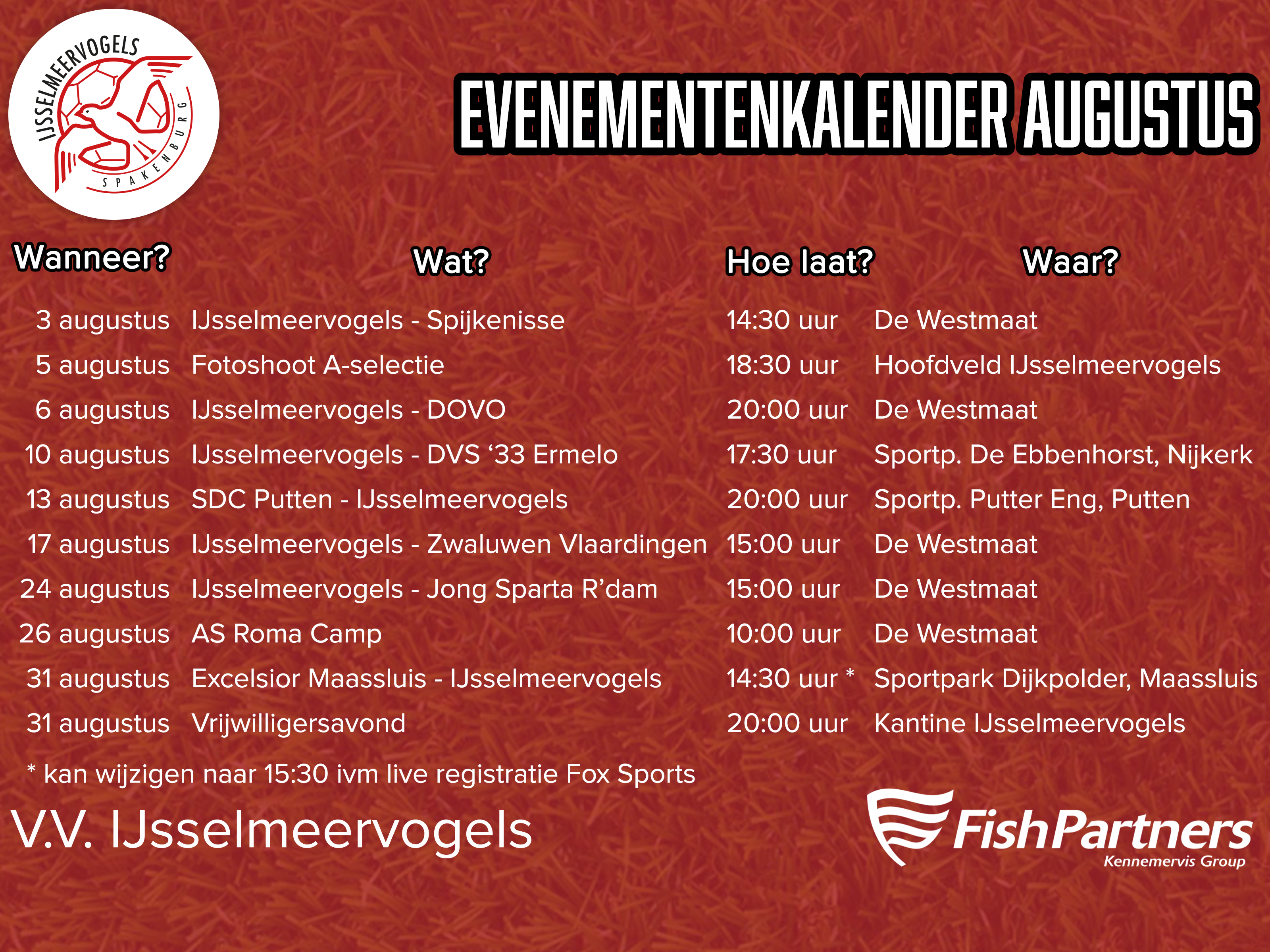 Evenementenkalender Augustus