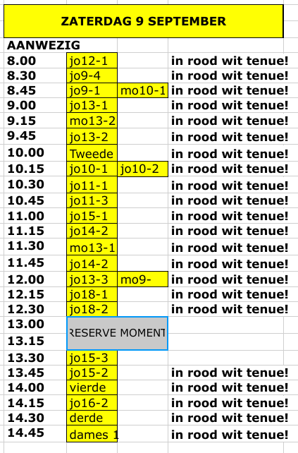 Zaterdag 9 september