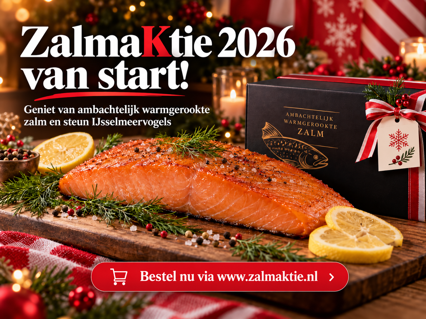 Feestelijke ambachtelijk gerookte zalm