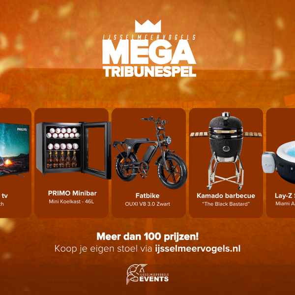 Hoofdprijzen Mega Tribunespel!