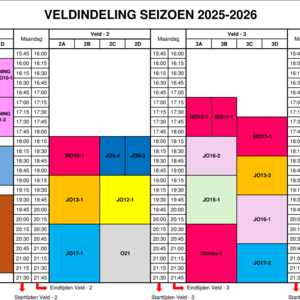 Update: Trainingstijden en Veldindeling Seizoen 25-26